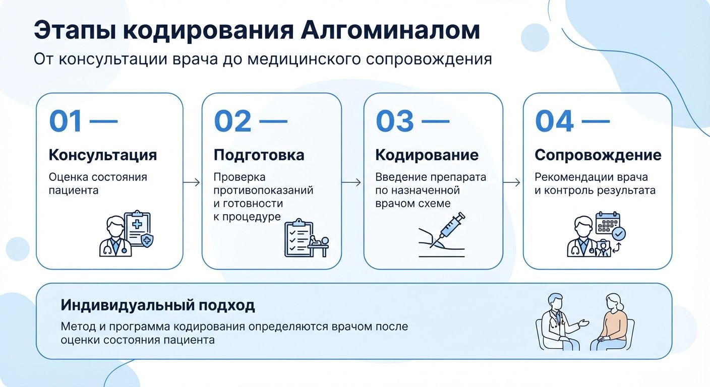 Кодирование препаратом «Алгоминал» в Борисове инфографика